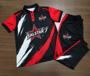 Conjunto de Uniforme de Cricket para Hombre SALSTAR, Camiseta Polo Sublimada de Secado Rápido y Pantalones, Diseño Rojo, Negro y Blanco, Ropa para Todas las Temporadas - Product Image 6