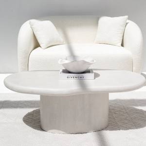 Mesa de Centro Vandana Astra Lyra de Microconcreto Blanco Hueso para Decoración Moderna de Sala de Estar - Product Image 2