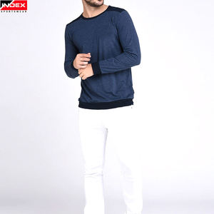 Camiseta Casual de Manga Larga para Hombre, Cuello Redondo, Tejido de Poliéster, Color Sólido, Transpirable, Corte Ajustado, Largo Regular - Product Image 4