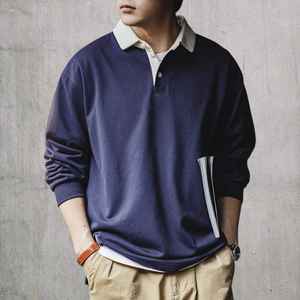 Polo de manga larga para hombre – Sudadera informal estilo vintage minimalista - Product Image 1