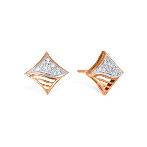 Boucles d'oreilles clous en or rose 18 carats avec diamants, design coussin, diamants de laboratoire taille brillant rond, bijoux fins élégants - Product Image 2