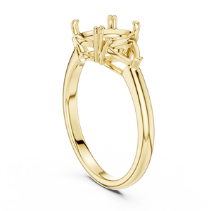 Bague de fiançailles et de mariage solitaire pour femme en or, avec pierres latérales incurvées en forme de triligne et serti en grappe de pierres ovales, modèle à griffes moulées - Product Image 5