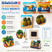 Aimant de réfrigérateur personnalisé Hawaï en résine 3D, souvenir Aloha, plage tropicale, autocollant pour réfrigérateur, décoration de cuisine, cadeau