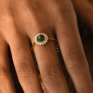 Bague en Moldavite certifiée de qualité A, fabriquée à la main |   Moldavite naturelle de la République tchèque, Chlum |   Argent sterling 925 plaqué or |   2026 - Product Image 5