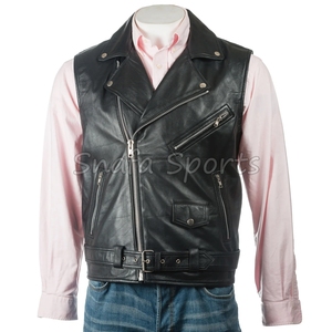 เสื้อกั๊กหนังสำหรับขี่มอเตอร์ไซค์สำหรับผู้ชาย  ผ้าหนังแท้สำหรับฤดูหนาว มีทุกขนาด สี และดีไซน์ - Product Image 6