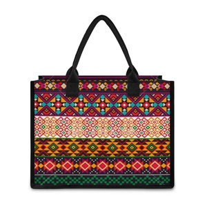 Bolsos de Lona para Mujer, Bolsa de Compras de Lona y Algodón, Bolso Personalizado con Diseño Geométrico Retro - Product Image 4