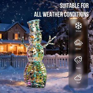 Pupazzo di Neve Iridescente 4FT con 100 Luci LED Bianco Caldo, Decorazione Natalizia per Interni ed Esterni - Product Image 6