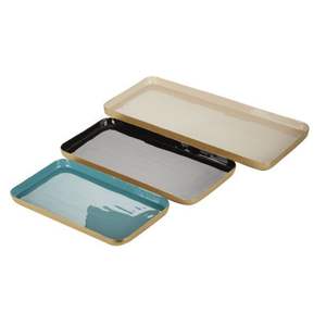 Plateau de service personnalisé en émail avec bordure dorée – Plats décoratifs en métal de haute qualité, rectangulaires, pour aliments, bijoux et clés - Product Image 5