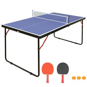 Mesa de Ping Pong Portátil y Plegable con Red y 2 Paletas para Juegos en Interiores y Exteriores - Product Image 1