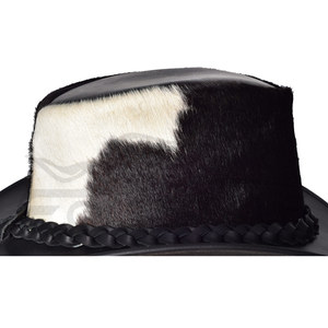 Sombreros de Vaquero de Cuero Genuino con Pelo, Diseño Occidental de Moda, Banda Trenzada, Talla Adulto 58-60CM, Sombreros de Cuero Unisex - Product Image 4