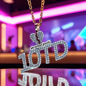 Dijes de Plata 925 con Incrustaciones de Diamantes Moissanite, Estilo Hip Hop, con Iniciales, Número, Letra, Corazón Roto, Esmalte, para Fiestas - Product Image 5