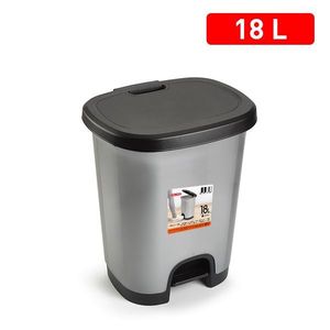 CUBO PEDAL 18L - Cubo de Basura con Tapa Abatible, Contenedor Plateado y Tapa Negra - Product Image 2