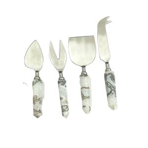Fourniture directe d'usine de la meilleure qualité de Quartz blanc manche en pierre naturelle ensemble de couverts à fromage disponible avec marque privée - Product Image 1