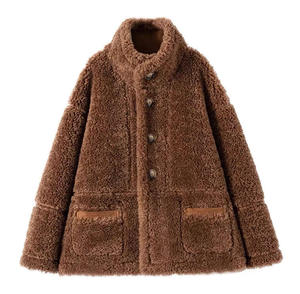 Plus Size Women's Autumn Knitted Velvet Muskrat Fur Lining Cow Suede Elegant Long Sleeve Casual Outwear Solid Single Detachable - Product Image 4