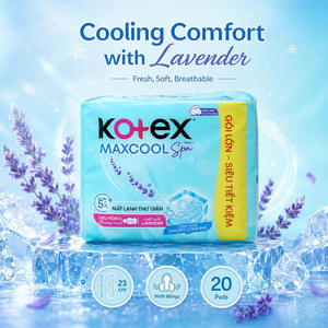 Kotex Max <b>Cool</b> Sanitary <b>Pads</b> Ultra Thin Wings 23cm , 20 pcs/Bag, | Premium Feminine Hygiene Products - Product Image 2