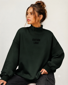Sudadera Oversize de Cuello Alto para Mujer, de Algodón Grueso y Felpa, Estilo Moderno, con Logotipo Personalizado - Product Image 1