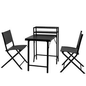 Set Bistrot Pieghevole da Esterno 3 Pezzi Nero con Tavolo e Sedie - Arredamento da Giardino - Product Image 1