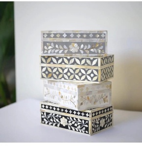 Luxury Bone Inlay Resin Decorative Storage <b>Box</b> Handmade Floral Jewelry Organizer <b>Gift</b> <b>Box</b> Set Multi-Capacity - Product Image 1