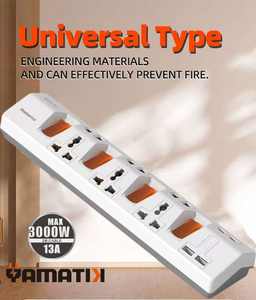 3000W Home Office Use 2026 New Arrivals Overload Switch 6 Outlets 4 USB Fast Charge <b>Extension</b> Cords <b>Socket</b> Power Strip 13A - Product Image 6