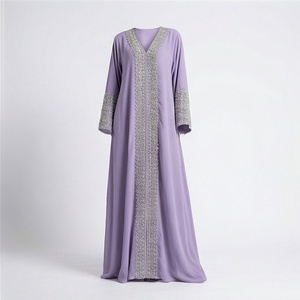 Robe Abaya de Luxe en Polyester pour Femme, Couleur Personnalisée, Broderie en Soie, Longueur Cheville, Haute Qualité, Élégante, Nouvelle Collection Printemps, Idéale pour l'Aïd et les Mariages - Product Image 1
