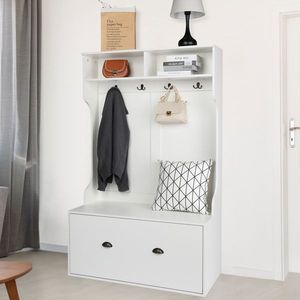 Armadio Indipendente Bianco con Scaffali Multipli e Ganci Appendiabiti per Camera da Letto e Veranda - Product Image 3