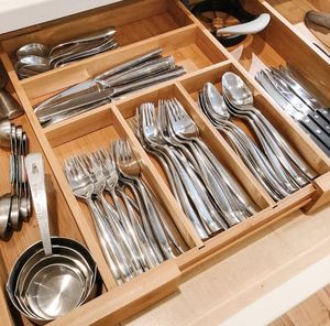 Natural Bamboo Kitchen <b>Drawer</b> Organizer <b>Storage</b> <b>Box</b> Woo Space Saving Modern Home Kitchen Cabinet Insert <b>Drawer</b> <b>Storage</b> Solution - Product Image 4