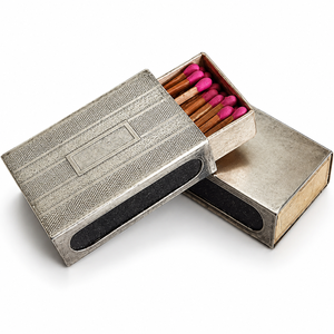 Antique Silver <b>Matchbox</b> Holder with Striker Decorative Sliding Match Storage Case Refillable Vintage Home table Decor Accessory - Product Image 1