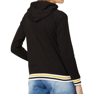Sweat-shirt décontracté à capuche pour femme, color block, fermeture éclair sur le devant, noir et jaune, tricoté, manches longues, pour l'automne - Product Image 3