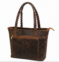 Sac fourre-tout d'été en cuir véritable de qualité supérieure, style japonais, grande capacité, pour femme, avec fermeture éclair tressée, à porter à l'épaule