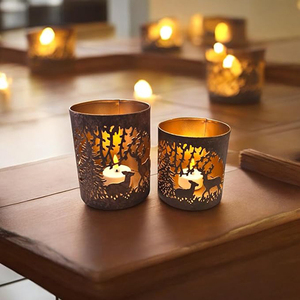 Stag Metal Gold Rustic <b>Tea</b> <b>Light</b> <b>Holder</b> Christmas Decorative Round Metal Votive Candle <b>Holders</b> - Product Image 2