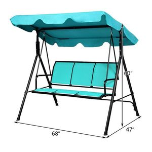 Dondolo da Giardino Blu a 3 Posti, Design Moderno in Rattan e Poliestere per Interni, Casa, Parco o Uso Esterno - Product Image 4