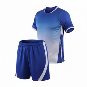 Conjunto de Uniforme de Fútbol Personalizado - Conjunto de Equipación Deportiva de Alto Rendimiento con Diseño de Ondas en Degradado Azul - Product Image 1
