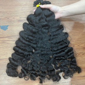 Fuzz <b>Curly</b> K Tip Hair <b>Extensions</b> Black Color 100% Vietnamese Human Hair Keratin Tip <b>Extensions</b> Wholesale Hot Supplier - Product Image 2