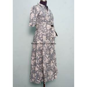 Robe longue en coton indien imprimée à la main, robe de mariage indienne, vêtement d'été pour fille, robe 100% coton - Product Image 5