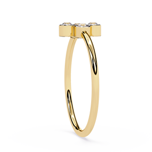Anillo apilable de oro macizo de 14k para mujer con cuatro diamantes redondos engastados en bisel, ideal para regalo, compromiso, aniversario o boda. - Product Image 3