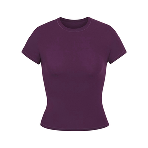 Camiseta Básica Personalizada para Mujer, Cuello Redondo, Color Sólido, Manga Corta, Largo Regular, Estilo Casual, Fabricante de Marca Privada - Product Image 4
