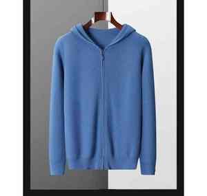Suéter cárdigan de cachemir de alta calidad personalizado para hombre, con capucha, tejido para otoño. - Product Image 4