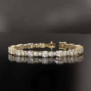 Sparkling Lab-Grown Diamond Bracelet High Quality 18K Yellow Gold Non-Fade Hip Hop Jewelry for Men and Women - Product Image 1