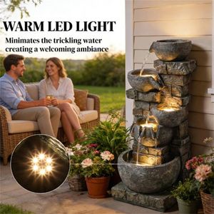 Fontana da Giardino con Luci LED Miste e Illuminazione Decorativa, Prodotto di Qualità Premium - Product Image 2