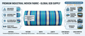 Rollo de Tela Tejida con Revestimiento de PVC Ecológico y Antibacteriano para Bolsas de Transporte, Material Resistente de Nylon a Rayas de Peso Medio para Fabricación de Bolsas - Product Image 5