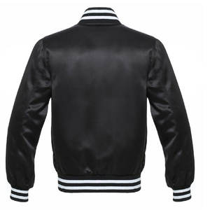 Blouson de baseball unisexe en satin à manches longues, personnalisable avec impression sur mesure, style Letterman uni sur le devant, vente en gros, haute qualité, hiver - Product Image 2