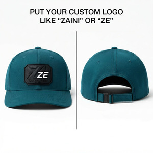 Gorra de Sarga Premium de 240 GSM 100% Algodón, Estilo Tucker, Verde Azulado, Cinco Paneles, Estructurada, Impermeable, para Exteriores, con Goma Grabada Personalizada - Product Image 1