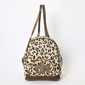 Sac à dos en cuir de vachette à poils, fait main, style western, unisexe, pour voyage - Product Image 1