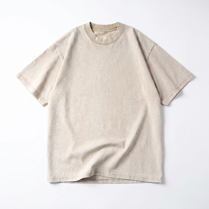 Washed <b>Vintage</b> Men T Shirt Oversized Knitted 100% Cotton O Neck Short Sleeve Plus Size Casual <b>Tee</b> Custom Print Front - Product Image 3