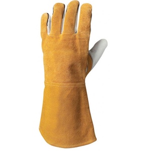 Leather Safety <b>Gloves</b> 14 Inch <b>Knit</b> Wrist Heat Resistance Anti-Heat Abrasion Resistant Smooth Texture Latex-Free Water Proof 7 oz - Product Image 1