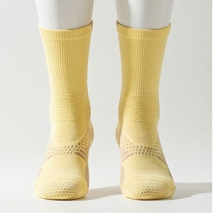 <b>Men's</b> Crew <b>Socks</b> Solid <b>Yellow</b> Knitted Breathable Cotton Polyester Spandex Summer Sports Regular Style - Product Image 1