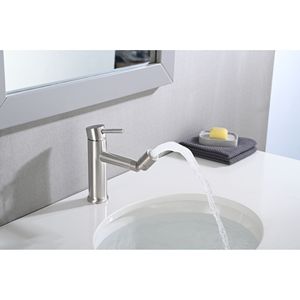 Rubinetto da Bagno a 2 Modalità con Aeratore Girevole a 360 Gradi, Finitura Nichel Spazzolato per Lavabo - Product Image 2