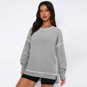 Sweat-shirt à capuche oversize pour femme, confortable, respirant, léger, séchage rapide, 100% coton, couleur unie - Product Image 6