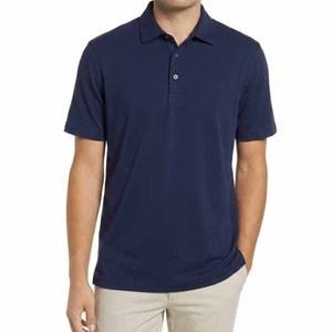 Camiseta Polo de Manga Corta para Hombre, Color Azul Marino Sólido, Poliéster, Corte Regular, Informal, Tejido Transpirable, Diseño Personalizado, Venta al Por Mayor - Product Image 1