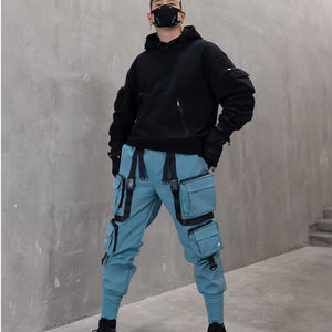 Pantalon cargo techwear pour homme, pantalon tactique multi-poches, streetwear hip hop, joggers, bretelles à rubans, pantalon harem cyberpunk urbain - Product Image 4